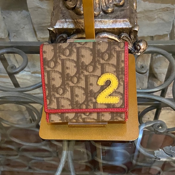 Dior Brown and Red Wallet with Yellow Accent #2 - Picture 1 of 10